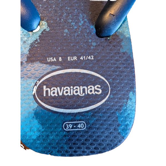 Havaianas Flip Flops Navy Blue Camu W 8 EU 41/42 NEW NWT - Picture 2 of 3
